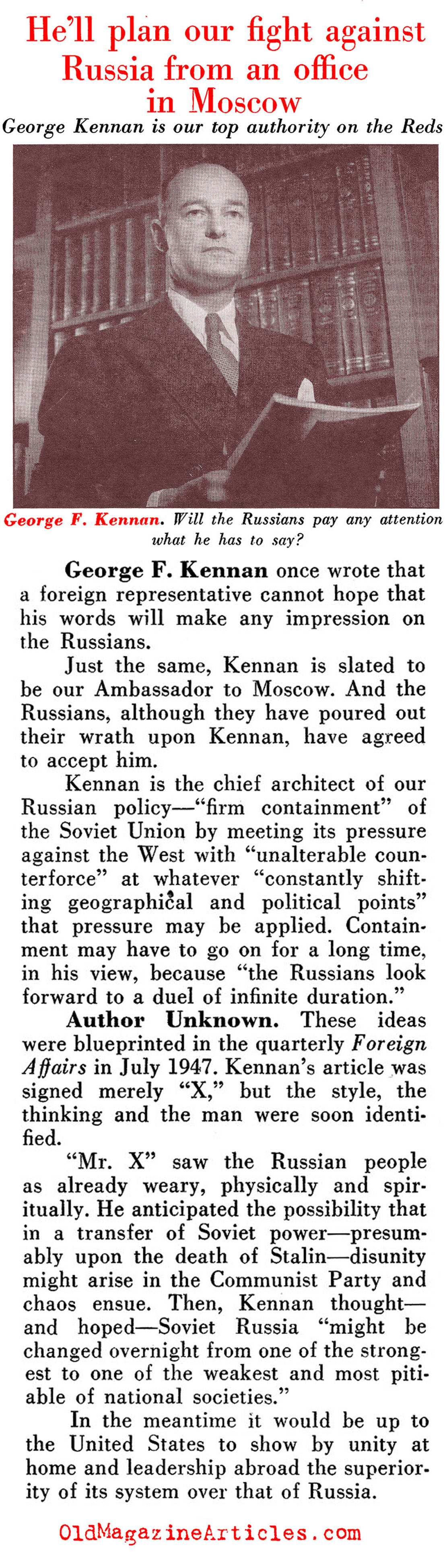 George F. Kennan: Mr. X (Pathfinder Magazine, 1949)